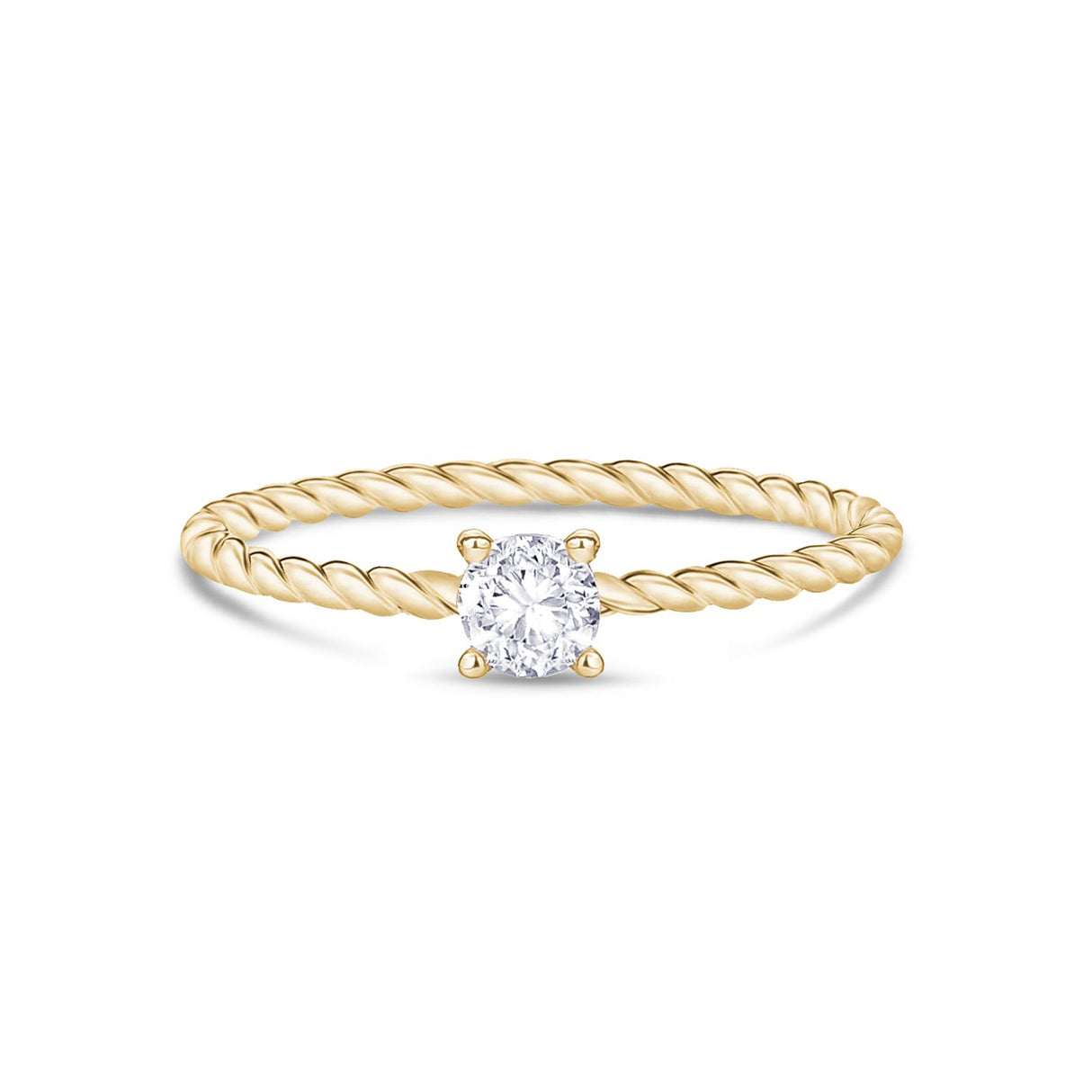 Vrouwen Ring - Minimal Gold Steel Twisted Band Stackable Solitaire Ring