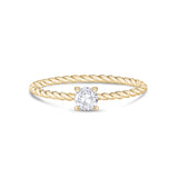 Vrouwen Ring - Minimal Gold Steel Twisted Band Stackable Solitaire Ring